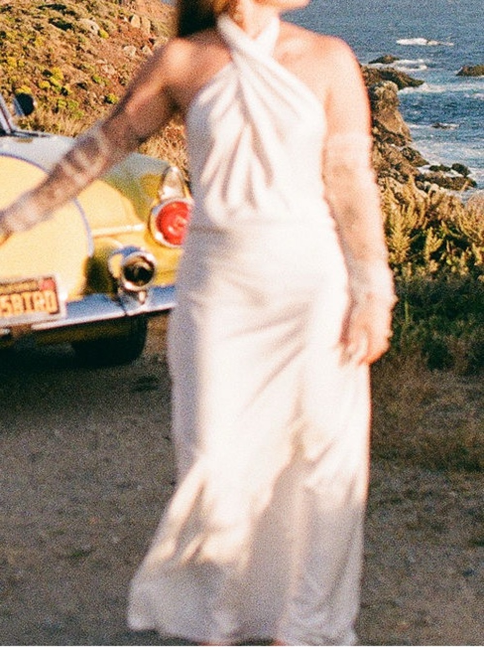 Show Me Your MuMu Satin Ivory Halter Wedding Dress - Picture 6 of 7